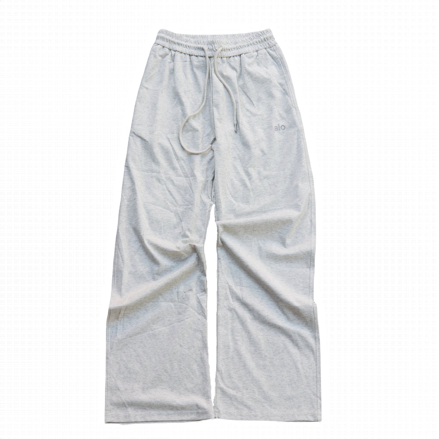 Alo Yoga Wide-Leg Sweatpant & V-Neck Polo Crop Top Set (Heather Grey)