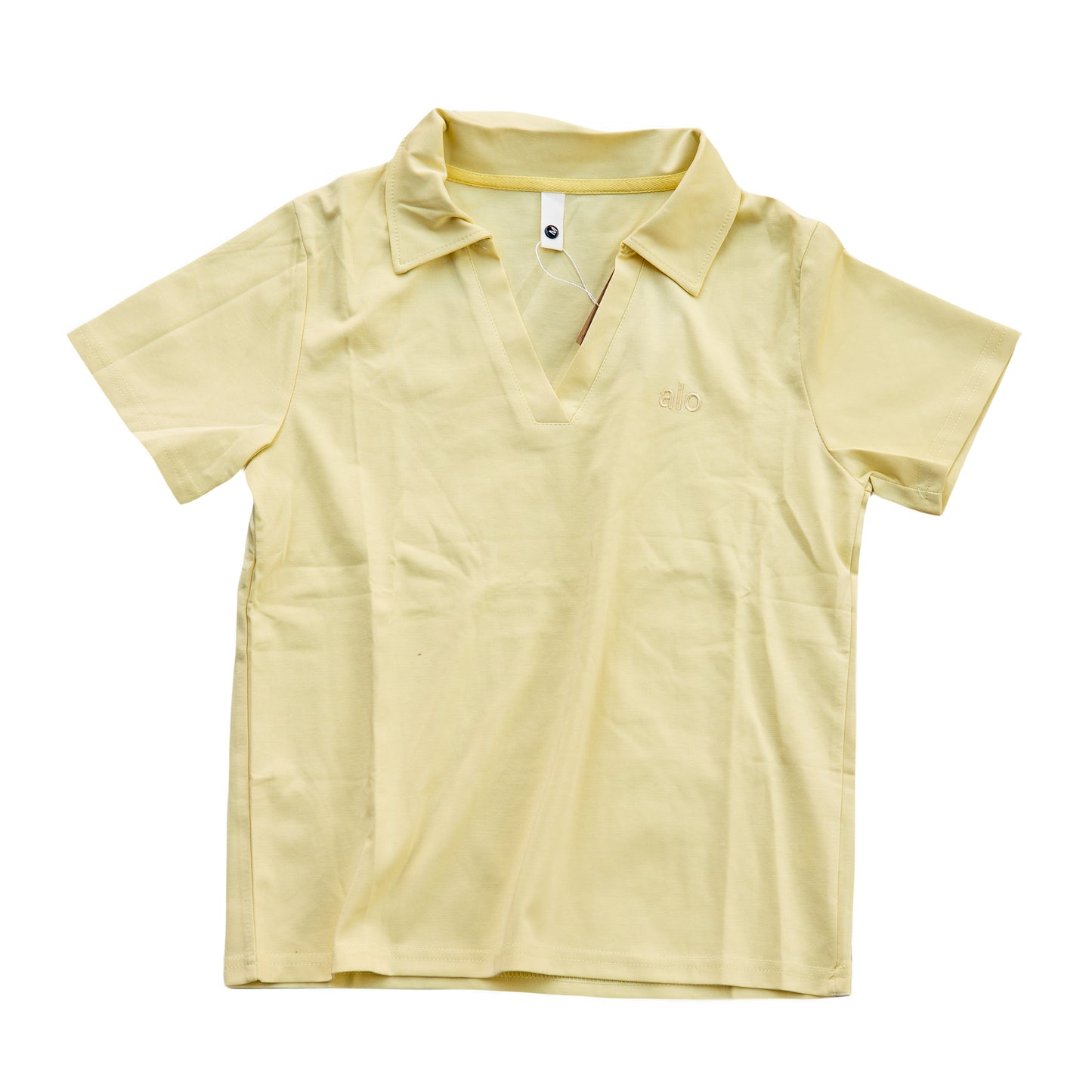 Alo Yoga Wide-Leg Sweatpant & V-Neck Polo Crop Top Set (Butter Yellow)