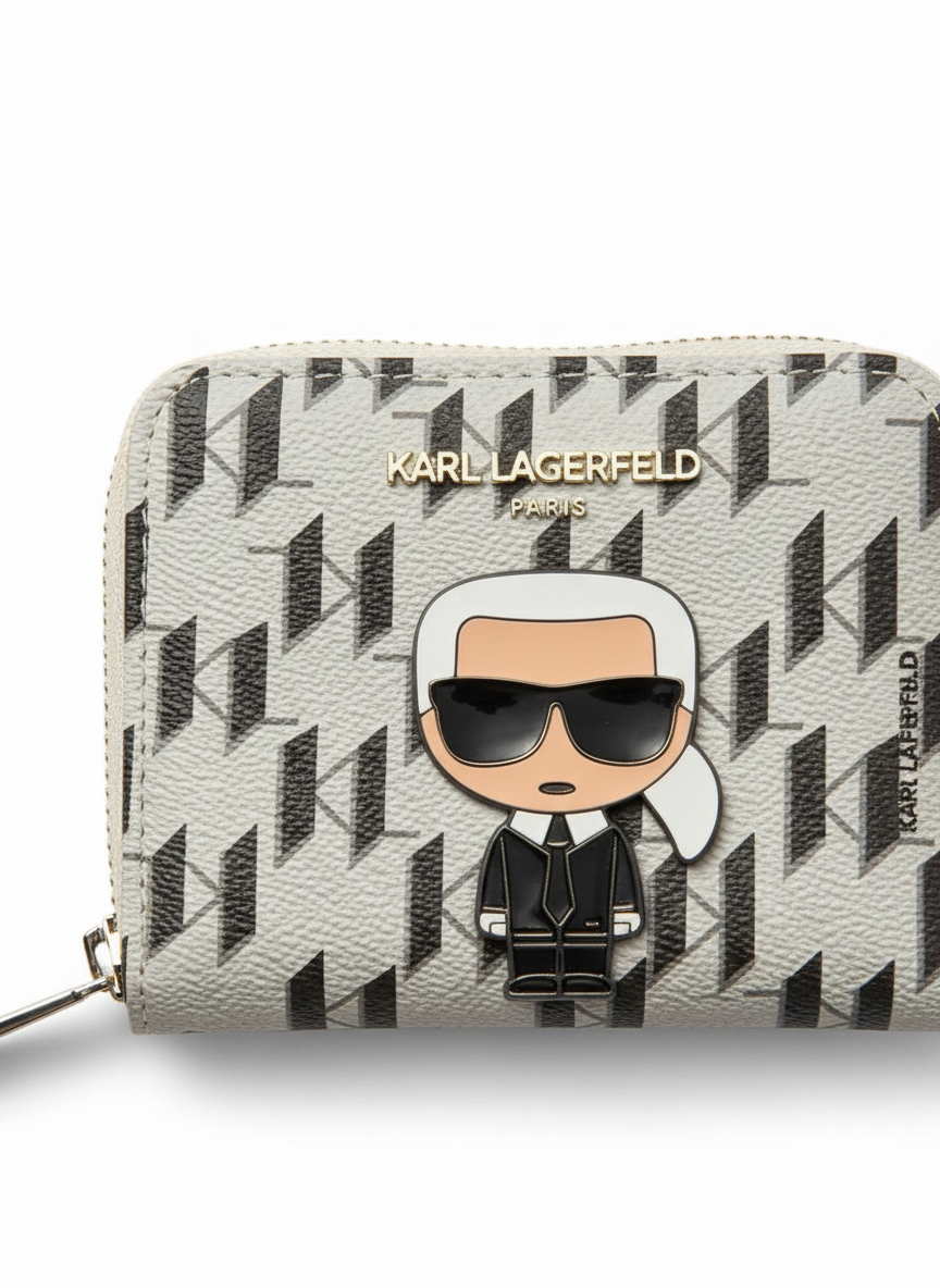 Karl Lagerfeld K/Ikonik Monogram Zip Wallet