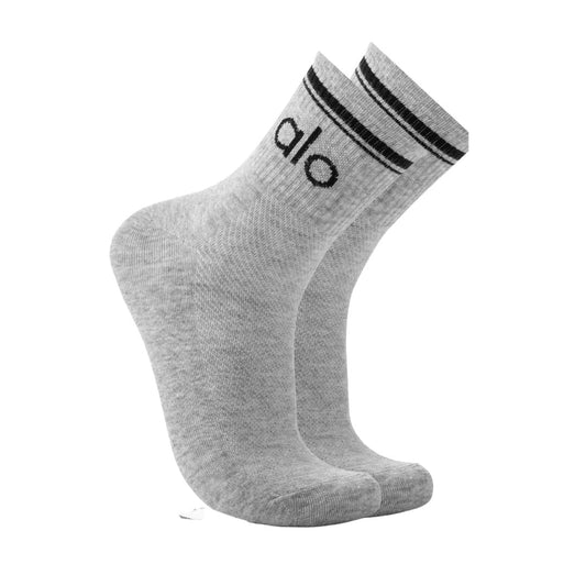 Alo Yoga Unisex Half-Crew Throwback Sock - GRYBLK