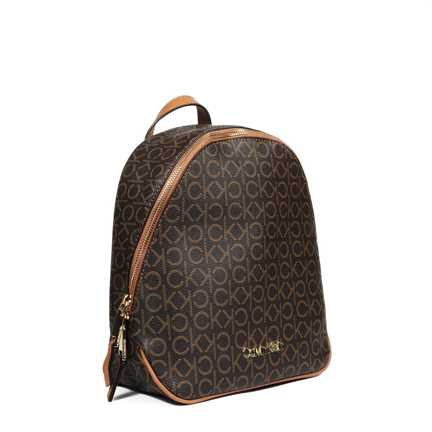 Calvin Klein Mono Backpack – Brown Signature Faux Leather