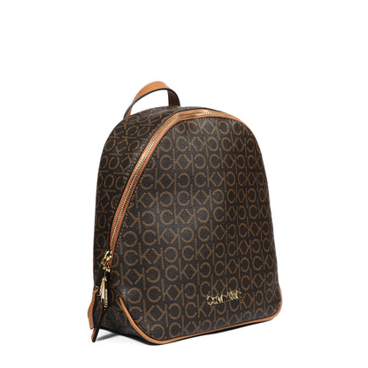 Calvin Klein Mono Backpack – Brown Signature Faux Leather