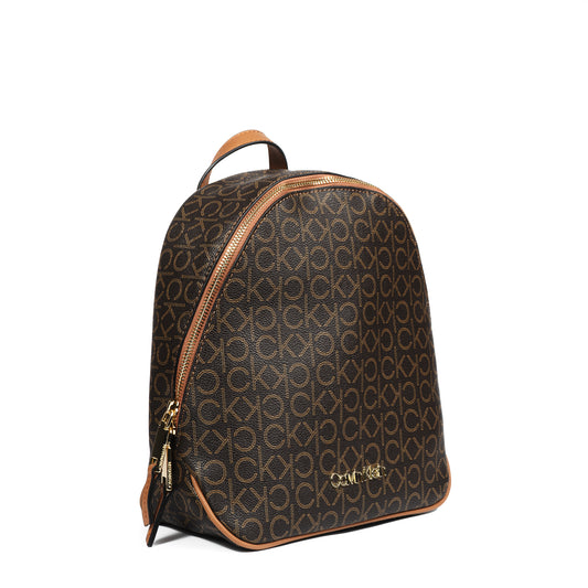Calvin Klein Mono Backpack – Brown Signature Faux Leather
