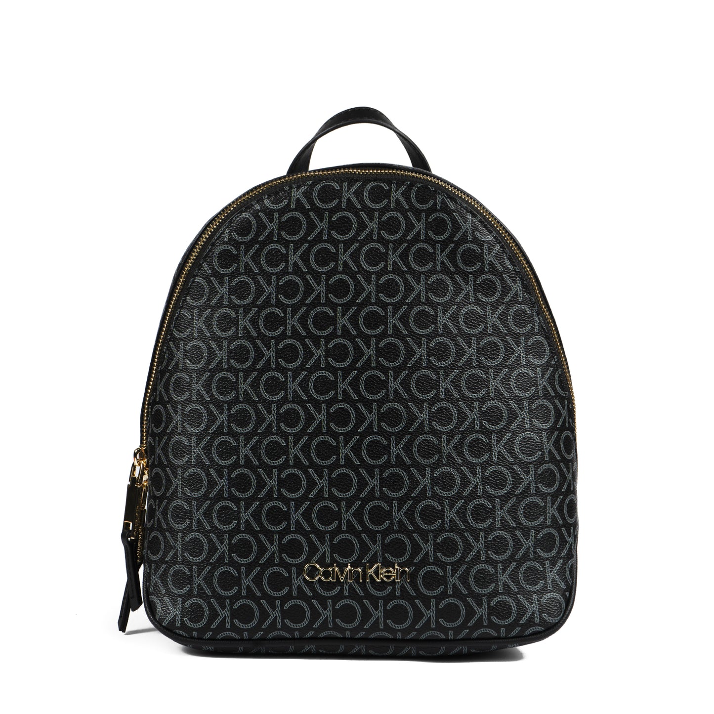 Calvin Klein Mono Backpack – Black Signature Faux Leather