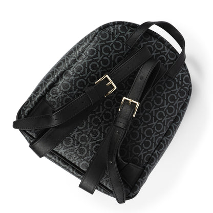 Calvin Klein Mono Backpack – Black Signature Faux Leather