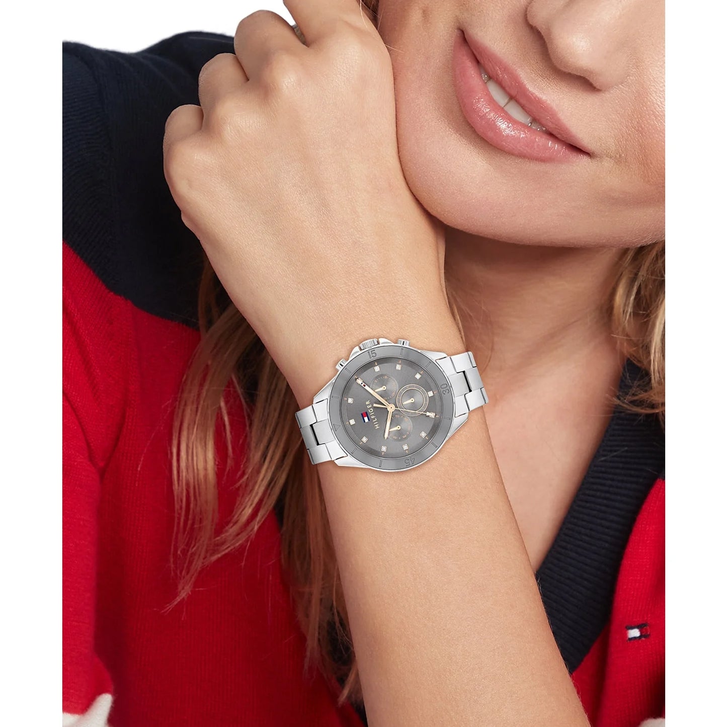 Tommy Hilfiger Women’s Sporty Silver Watch with Gray Dial - 1782742