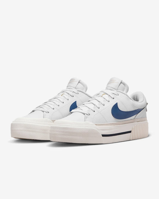Nike White Court Legacy Lift Platform Trainers - White/Navy (Mirror Original)
