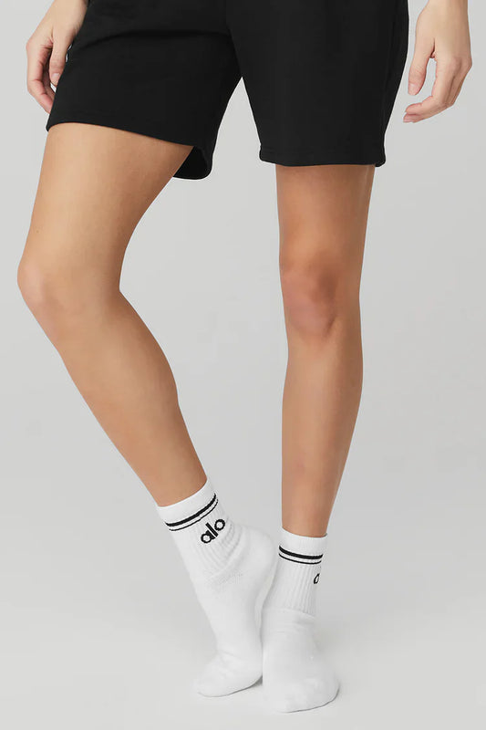 Alo Yoga | Unisex Half-Crew Throwback Sock White/Black