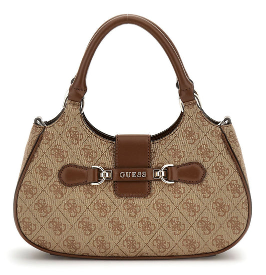 GUESS Nolana Girlfriend Satchel Latte Logo - Brown