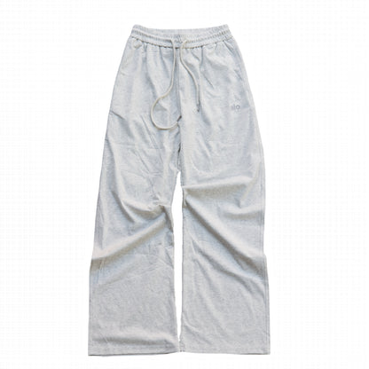 Alo Yoga Wide-Leg Sweatpant & V-Neck Polo Crop Top Set (Heather Grey)