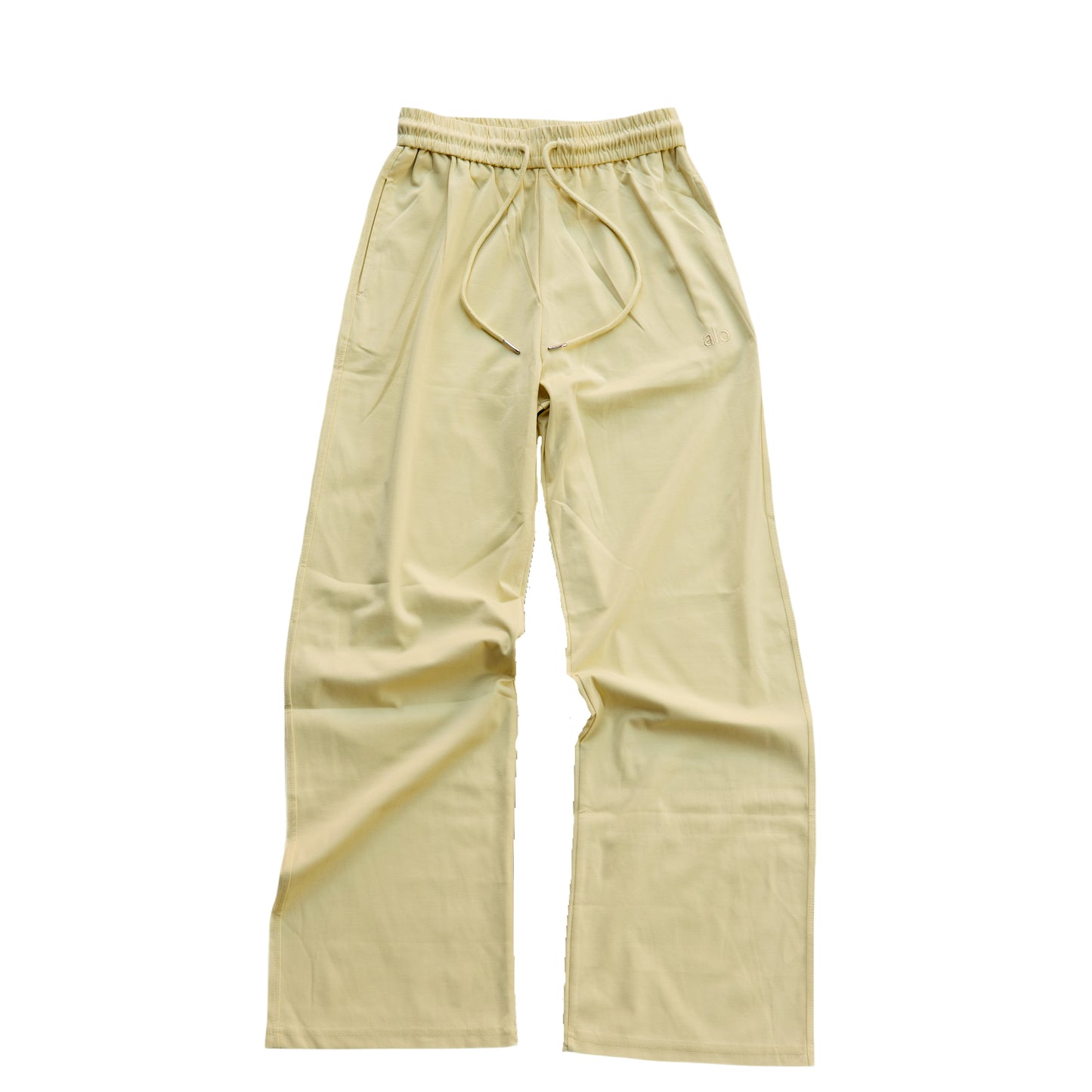 Alo Yoga Wide-Leg Sweatpant & V-Neck Polo Crop Top Set (Butter Yellow)