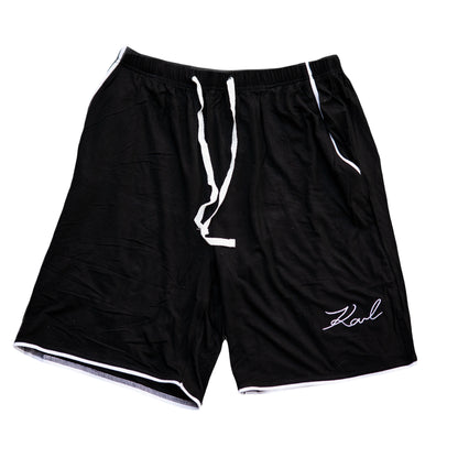 Karl Lagerfeld Logo Contrast Trim Pajama Set For Women - Black