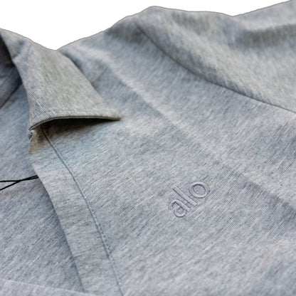 Alo Yoga Wide-Leg Sweatpant & V-Neck Polo Crop Top Set (Heather Grey)