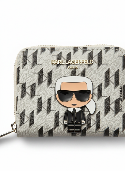 Karl Lagerfeld K/Ikonik Monogram Zip Wallet