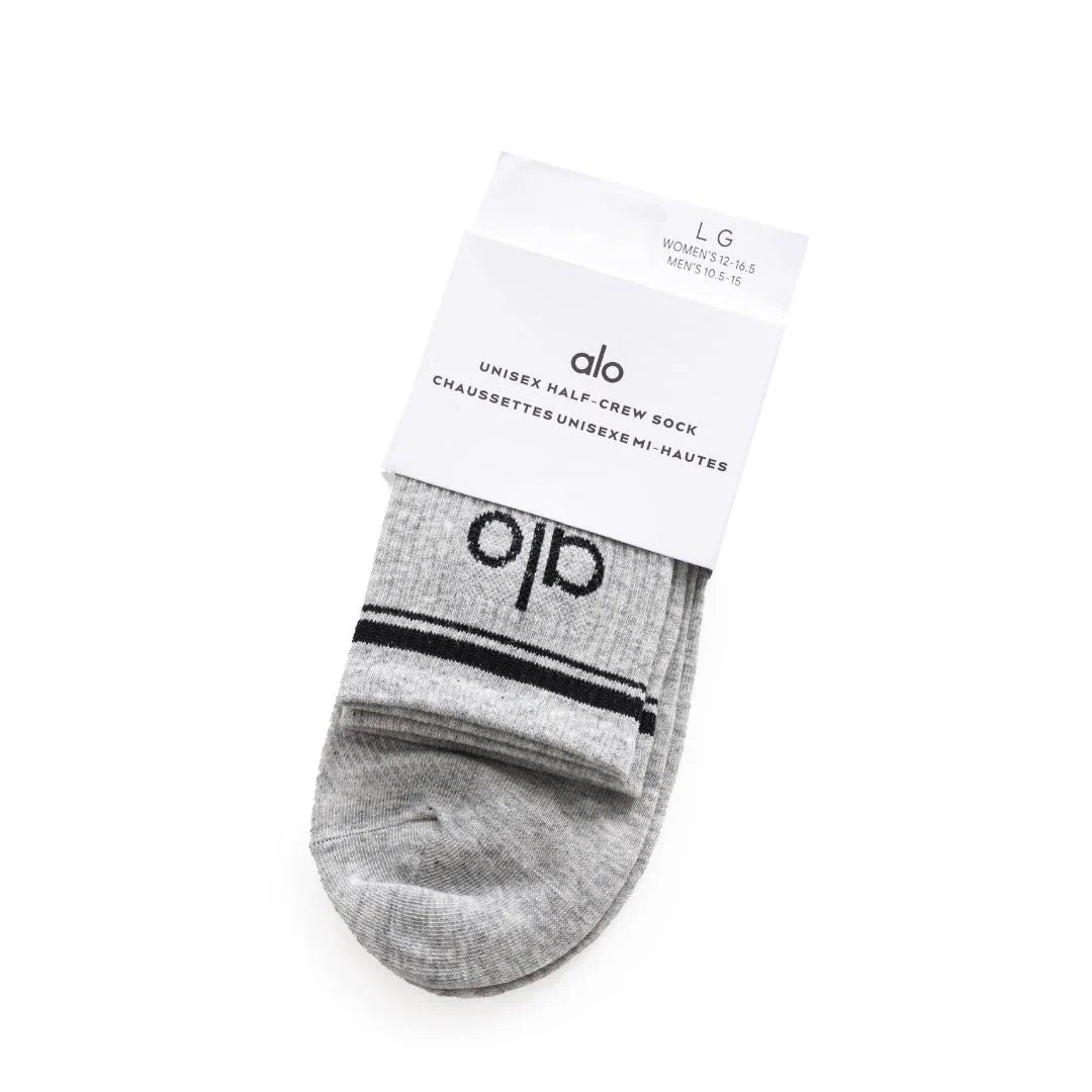Alo Yoga Unisex Half-Crew Throwback Sock - GRYBLK