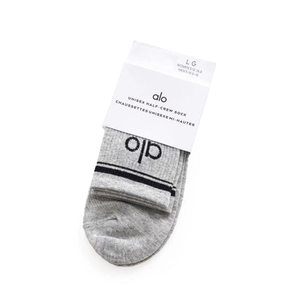 Alo Yoga Unisex Half-Crew Throwback Sock - GRYBLK