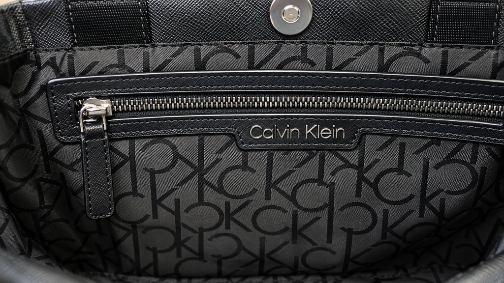 Calvin Klein black monogram tote bag detail