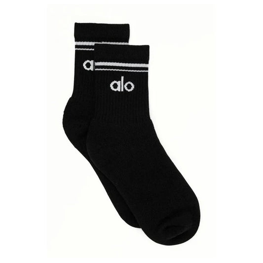 Alo Yoga | Unisex Half-Crew Throwback Sock Black/White
