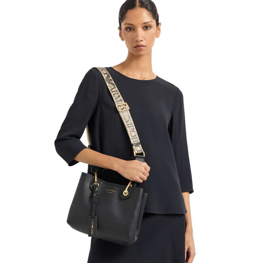 Emporio Armani MyEA Small Shopper Bag with Deer-Print Finish Y3D166 YFO5B-BLK