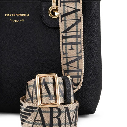 Emporio Armani MyEA Small Shopper Bag with Deer-Print Finish Y3D166 YFO5B-BLK