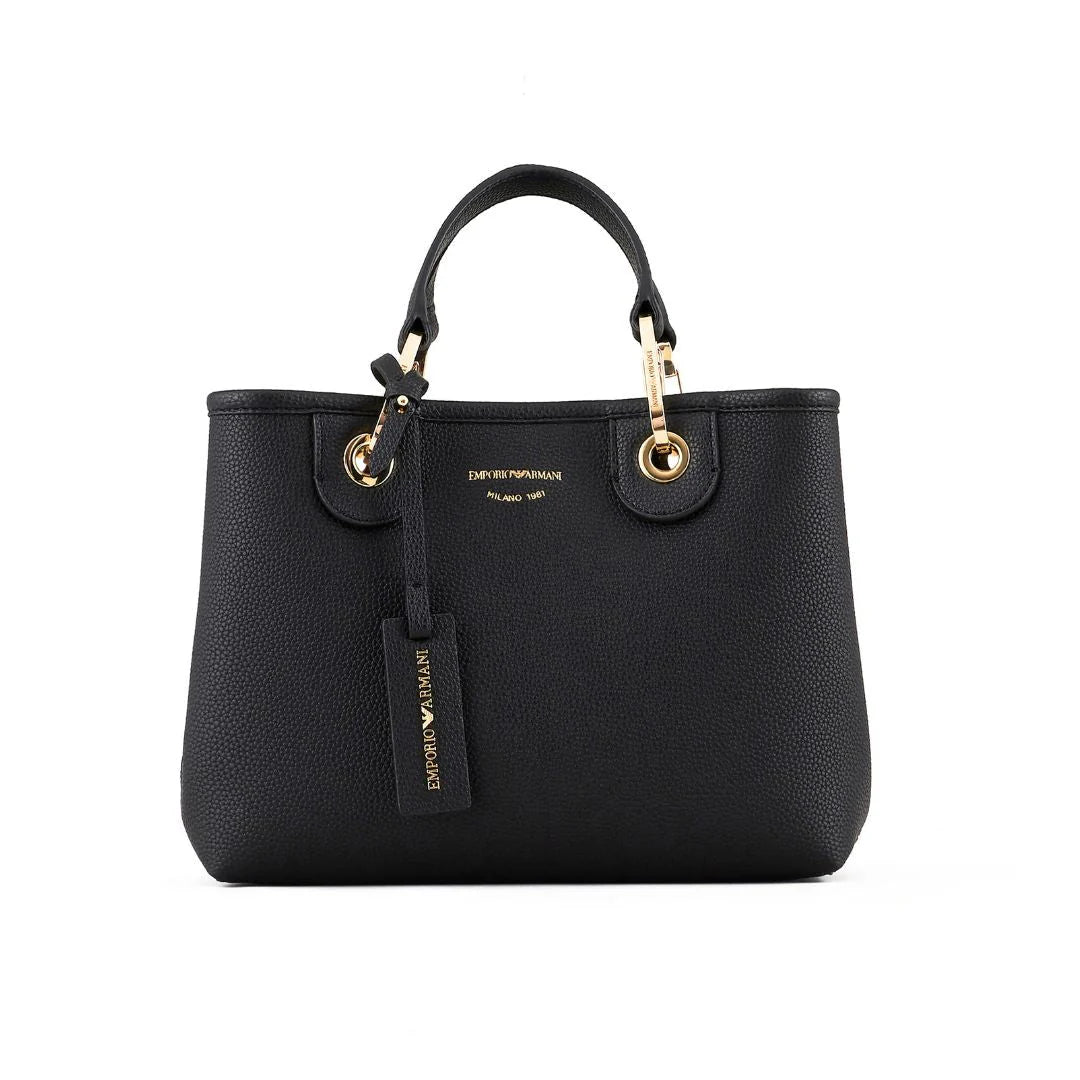 Emporio Armani MyEA Small Shopper Bag with Deer-Print Finish Y3D166 YFO5B-BLK