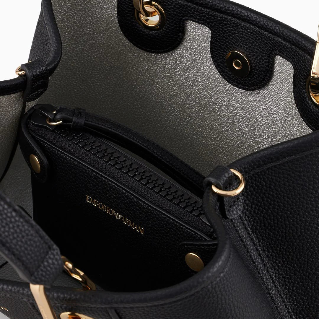 Emporio Armani MyEA Small Shopper Bag with Deer-Print Finish Y3D166 YFO5B-BLK