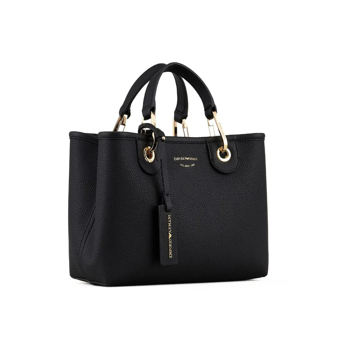 Emporio Armani MyEA Small Shopper Bag with Deer-Print Finish Y3D166 YFO5B-BLK