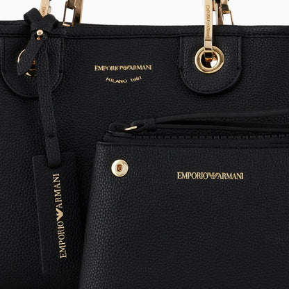 Emporio Armani MyEA Small Shopper Bag with Deer-Print Finish Y3D166 YFO5B-BLK