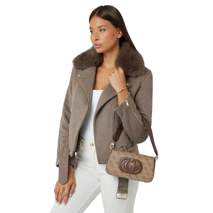 GUESS Eco Mietta Flap Shoulder Bag - Beige