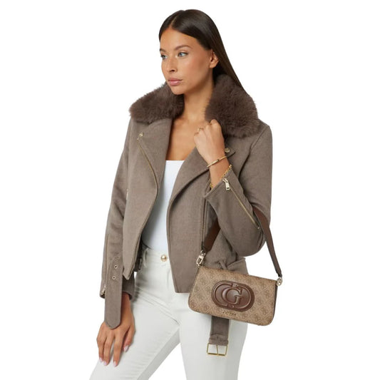 GUESS Eco Mietta Flap Shoulder Bag - Beige