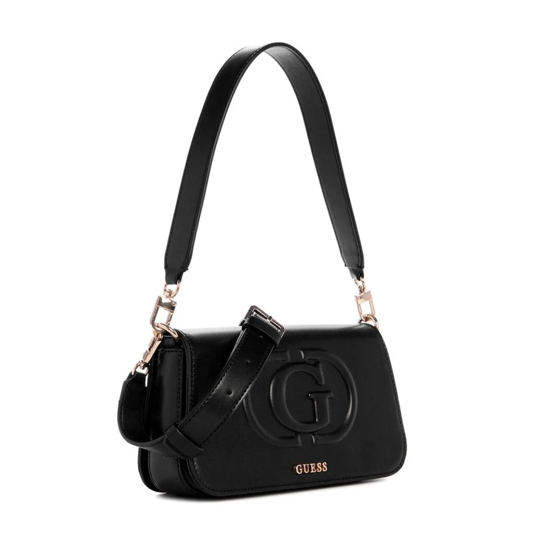 GUESS Eco Mietta Flap Shoulder Bag - Black