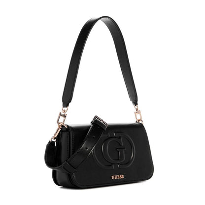 GUESS Eco Mietta Flap Shoulder Bag - Black