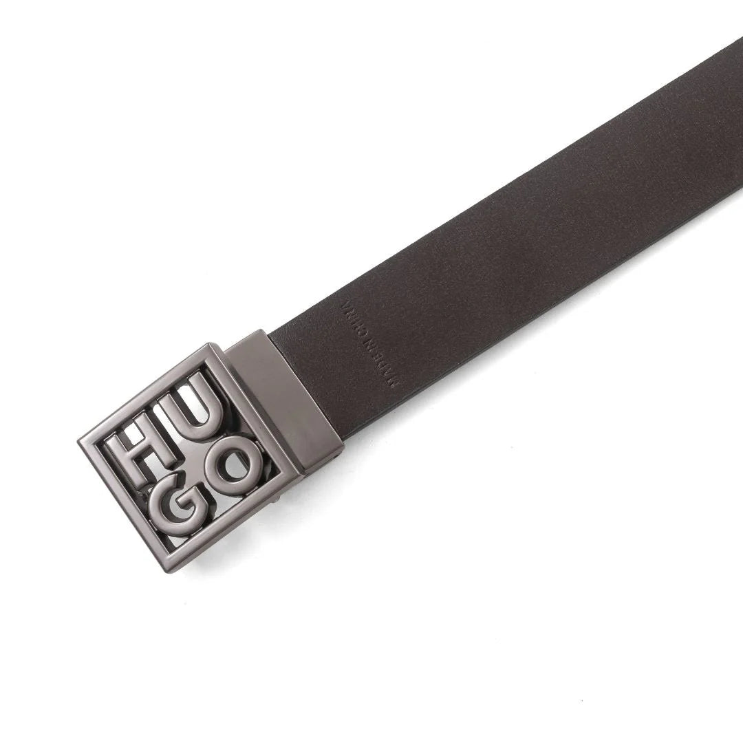 Hugo Boss Monogram Logo Reversible Leather Belt – Black/Brown