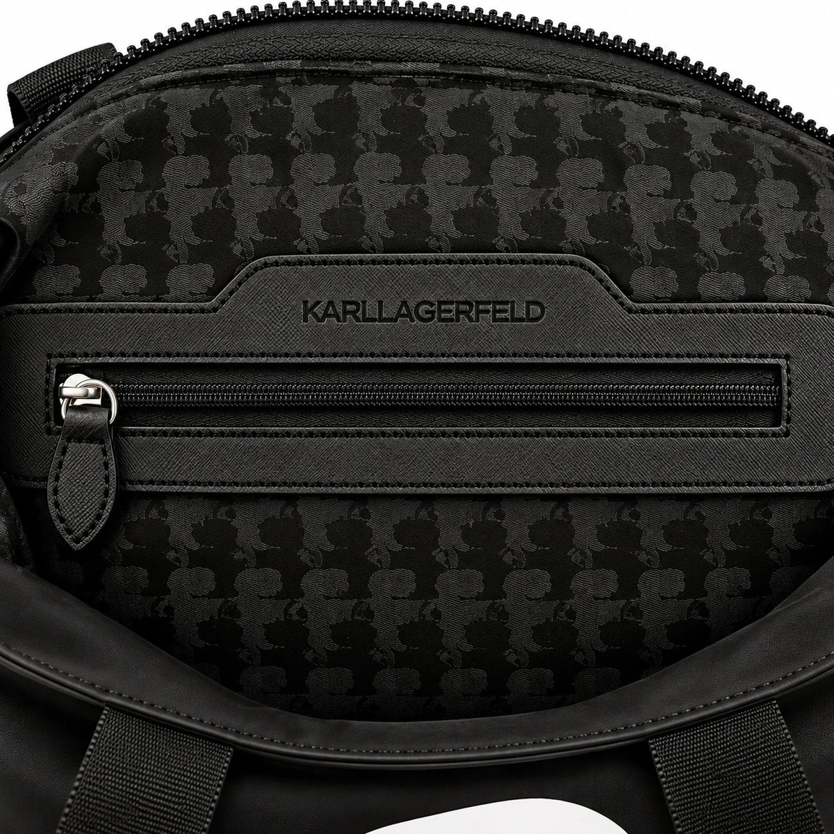 Karl Lagerfeld Paris black tote bag interior detail