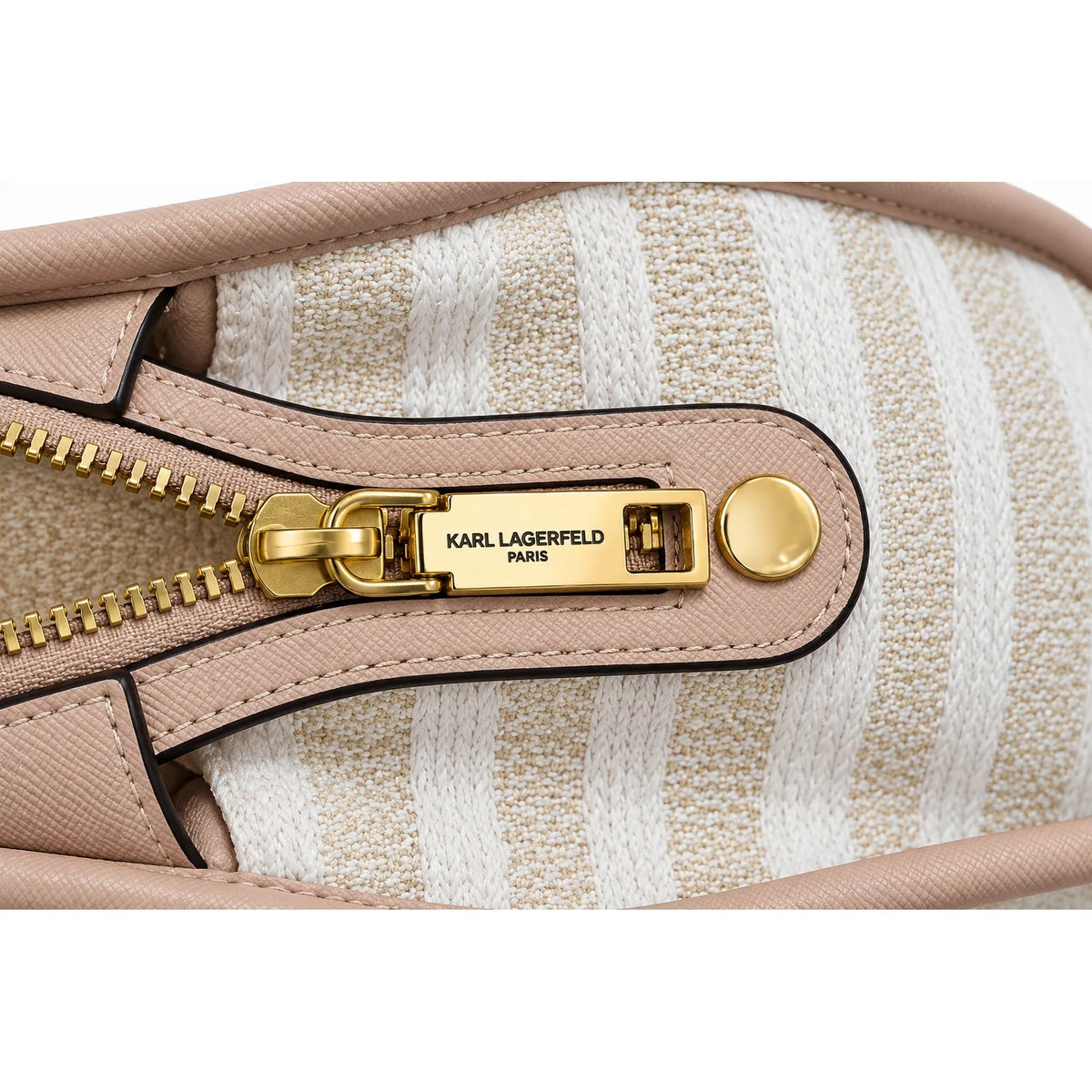 Karl Lagerfeld Paris striped tote bag front logo