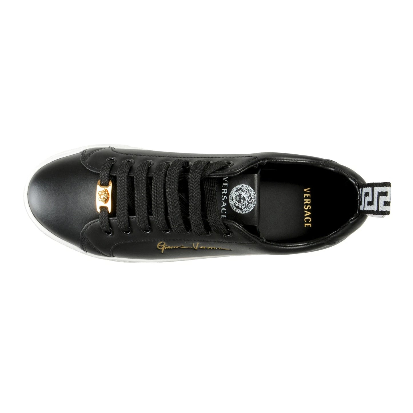 Versace Women's Black Leather Medusa Logo Sneakers