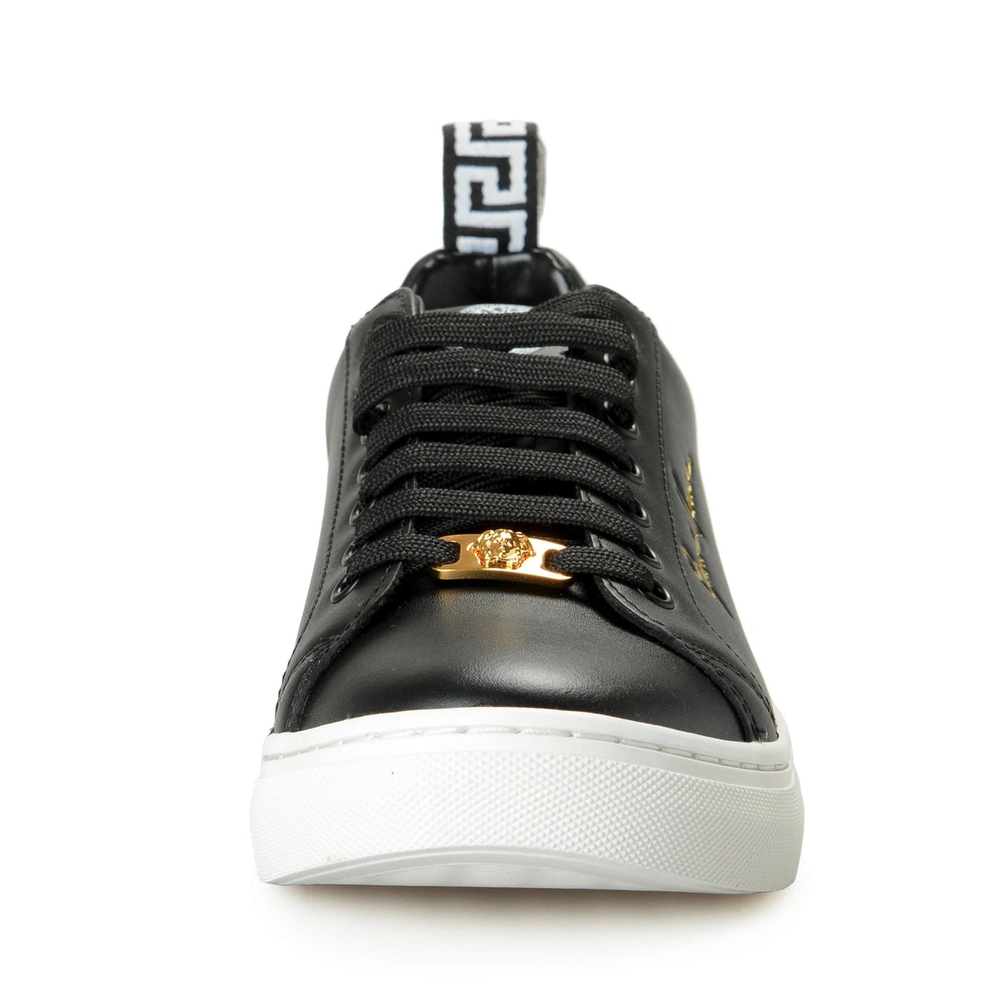 Versace Women's Black Leather Medusa Logo Sneakers