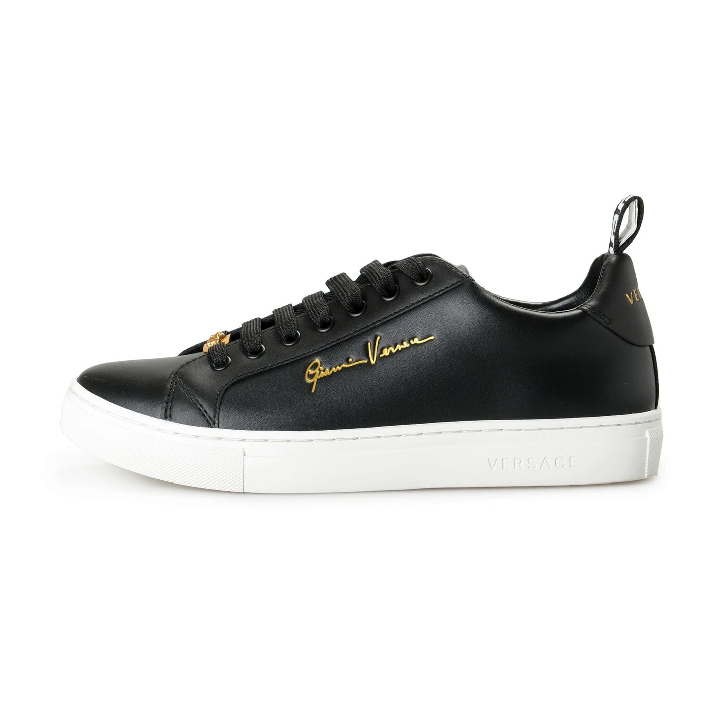 Versace Women's Black Leather Medusa Logo Sneakers