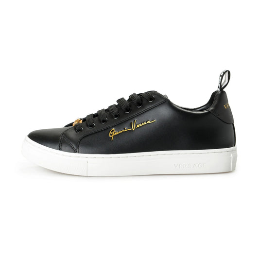 Versace Women's Black Leather Medusa Logo Sneakers