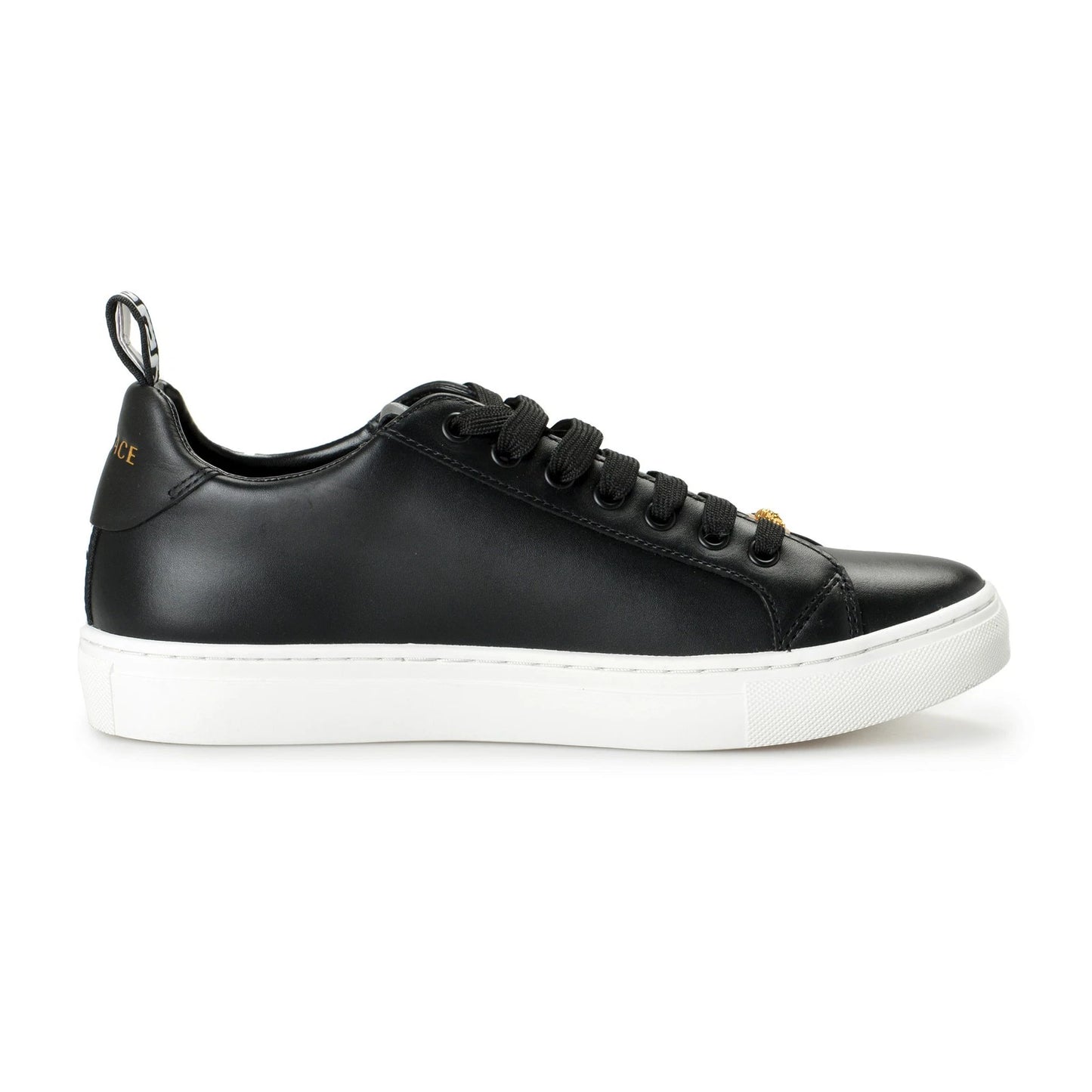 Versace Women's Black Leather Medusa Logo Sneakers