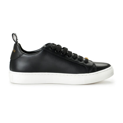 Versace Women's Black Leather Medusa Logo Sneakers