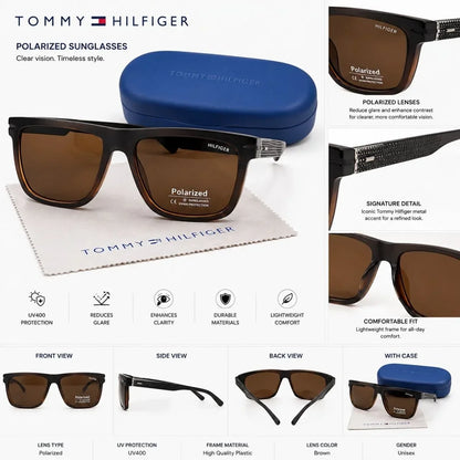 Tommy Hilfiger Gunner Rectangula Frame Sunglasses Unisex - BRN